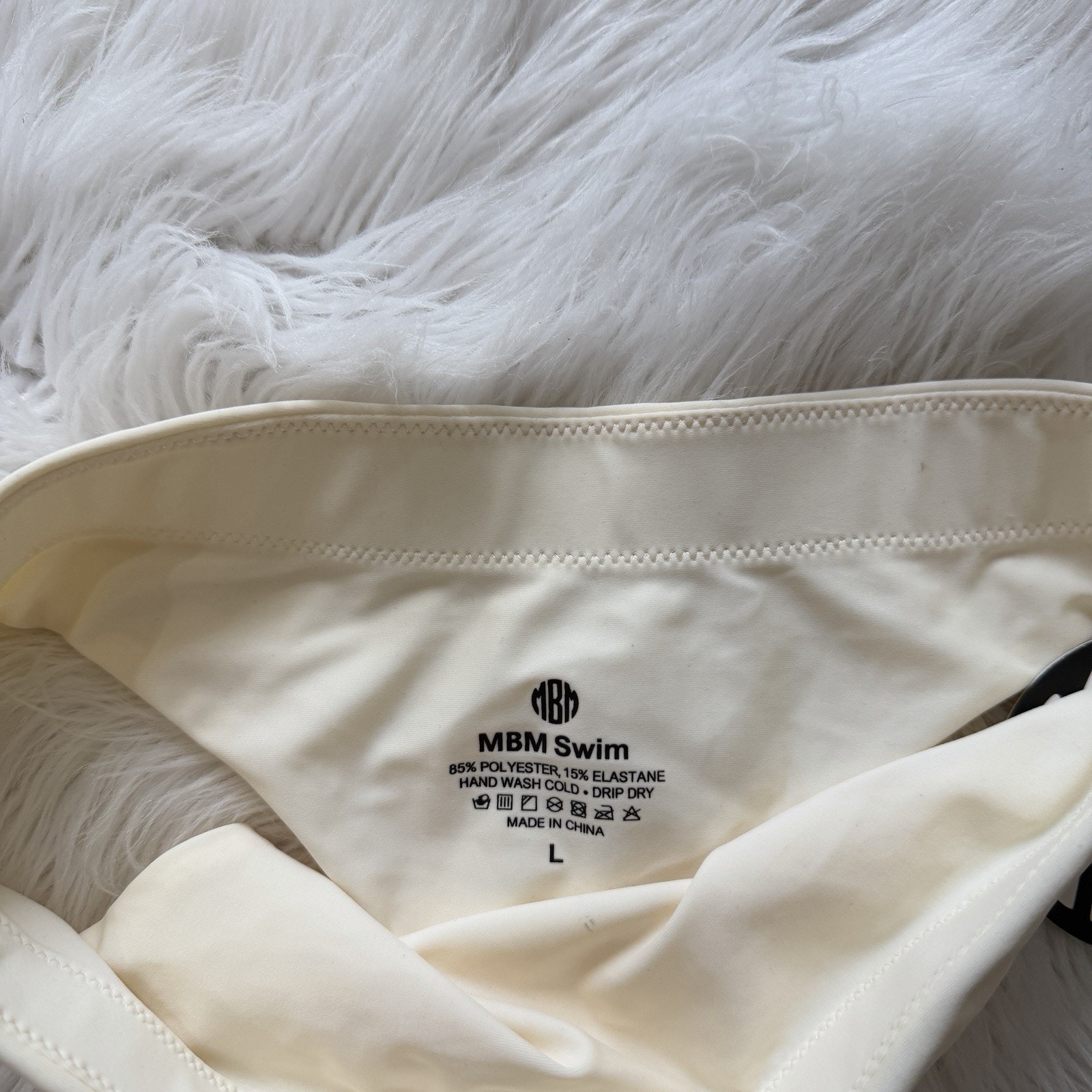 New Mbm Swim Cream-Colored High-Cut Bikini Bottoms Large Ts — image 2 of 3